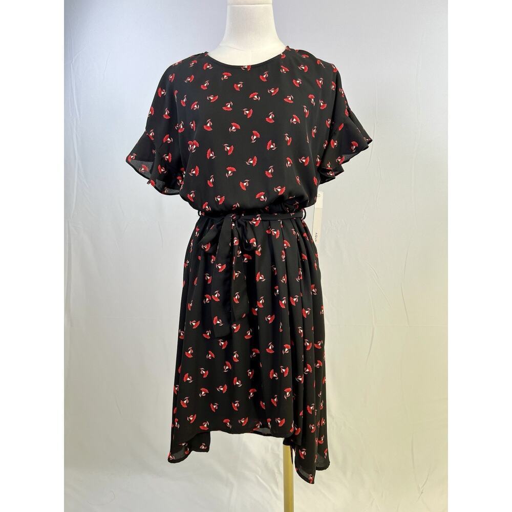 NWT AQUA Bloomingdales Womens Dress Size M Floral Feminine Romantic Cottage Rose